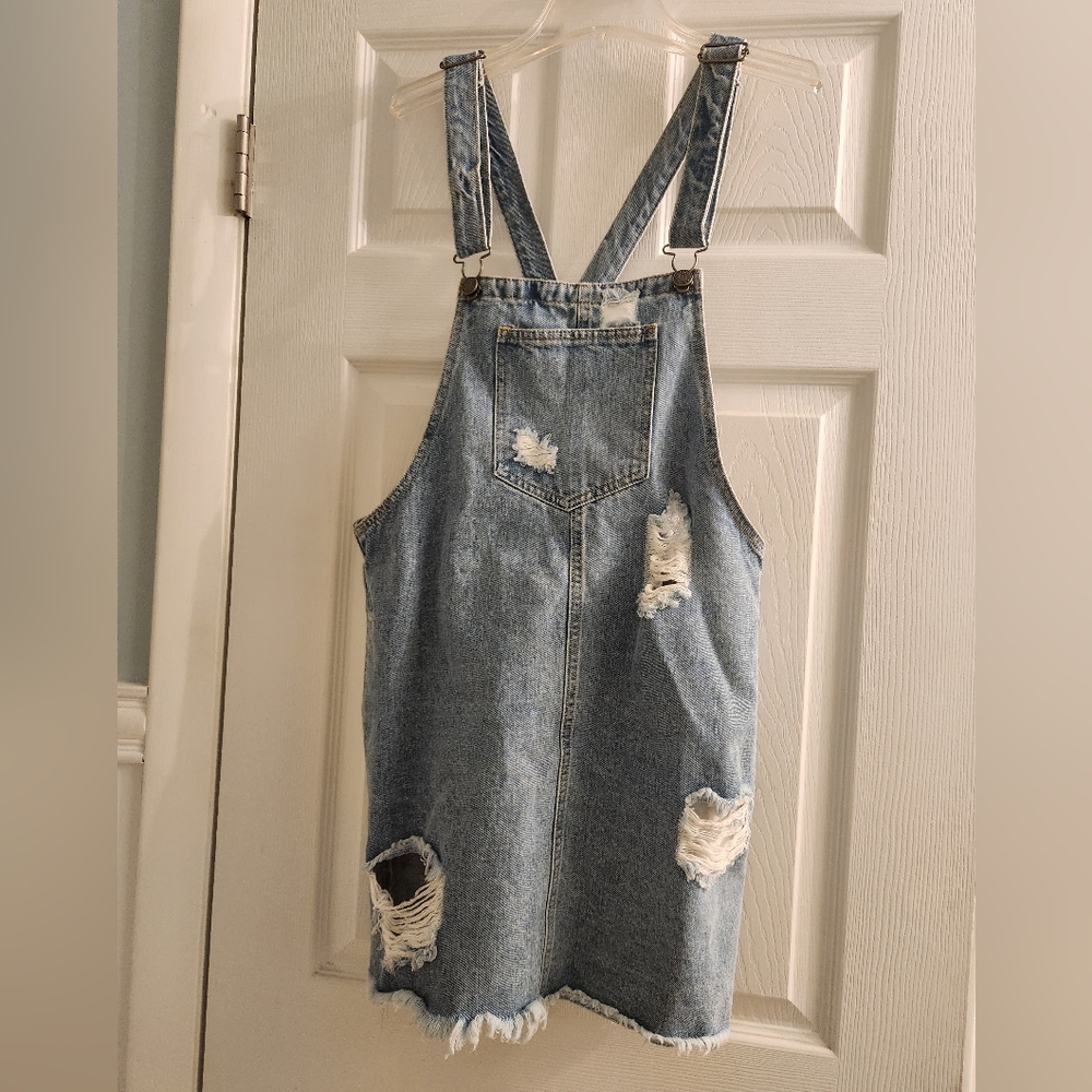 Distressed Denim Overall Jumper